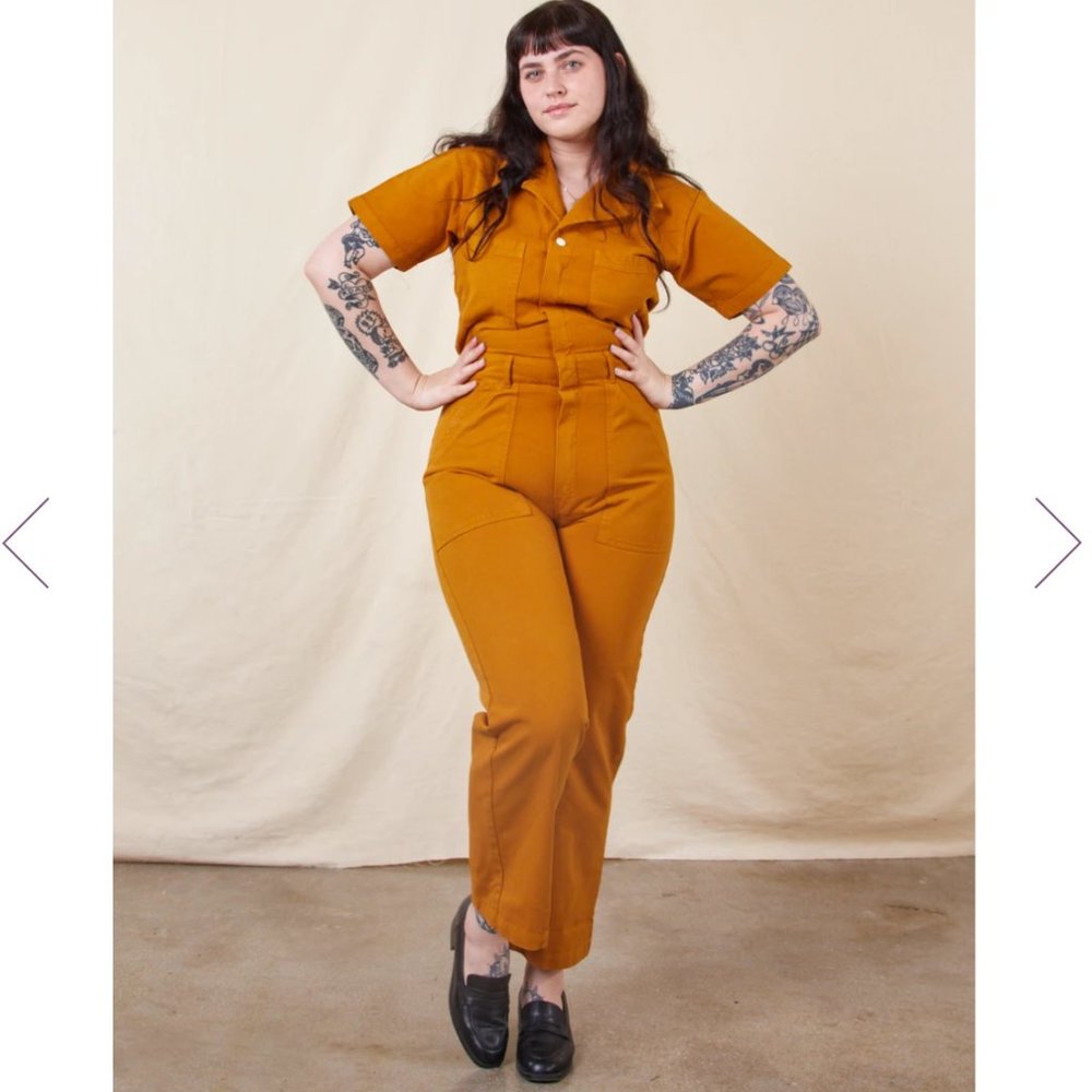 NWOT Big Bud Press Short Sleeve Jumpsuit - Spicy Mustard